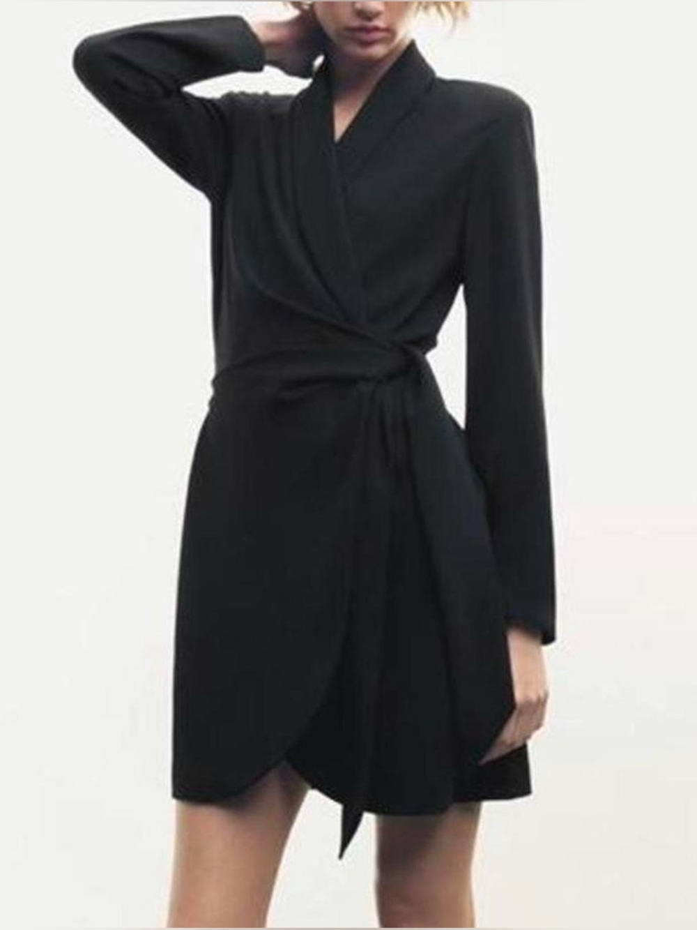 Zara Black Wrap Front Blazer Dress